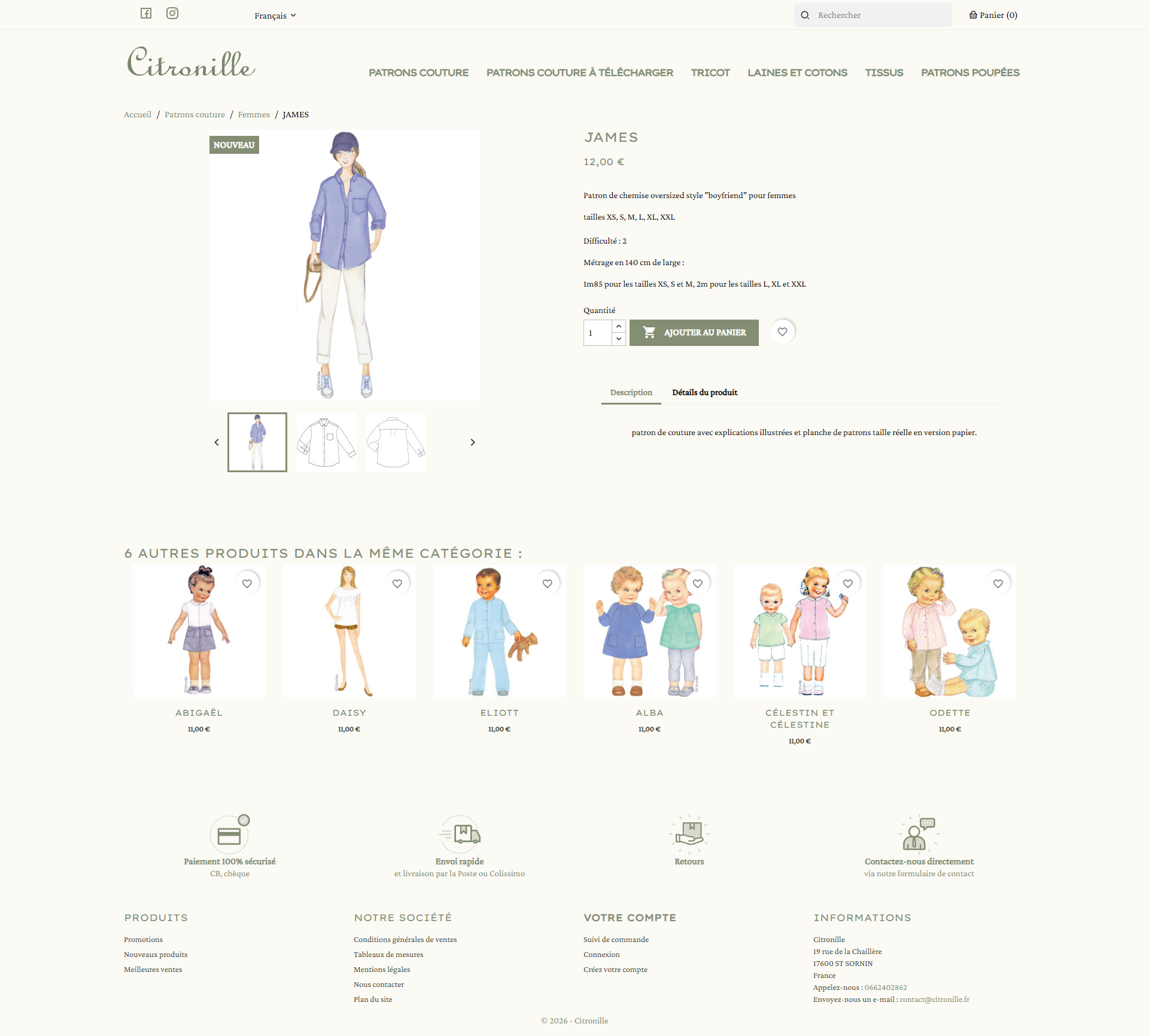 Avant — Page produit